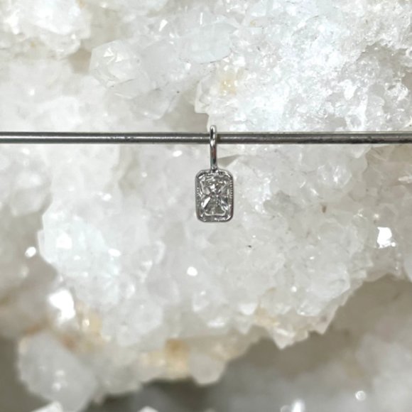 Solid 14k .45ct Radiant Cut Diamond Pendant Charm - Picture 2 of 5